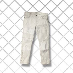 Current/Elliott ‘The Fling’ Slim Jeans in White “Slow & Steady Repair” Size 29